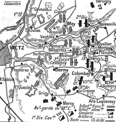 Plan de la bataille de Borny-Colombey